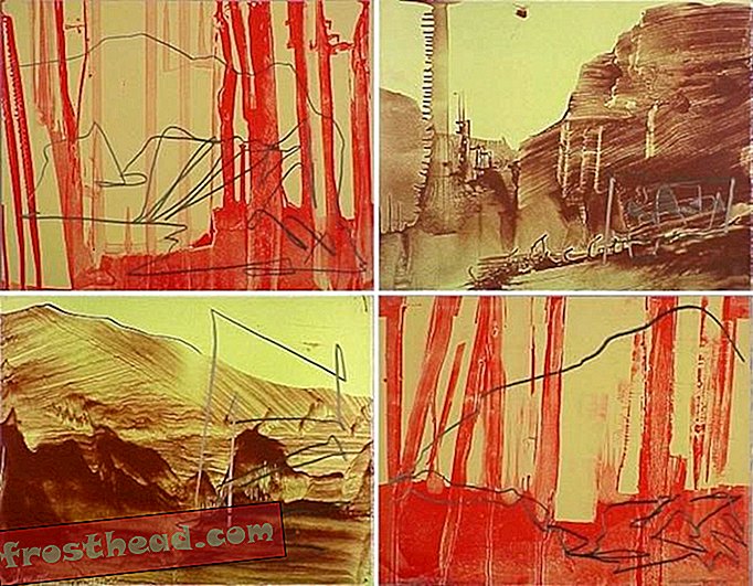 James Lavadour, Ghost Camp, 2002. Litografier med variabel utgave med grafittblyant på papir.