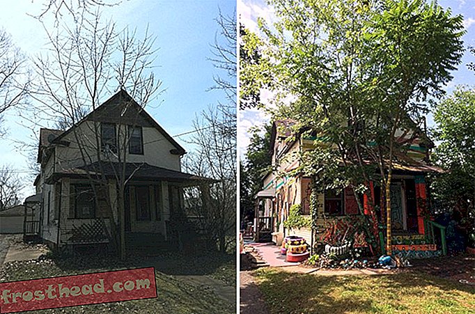 Instalaciones de arte vibrante infunden nueva vida en casas abandonadas en este vecindario de Cleveland