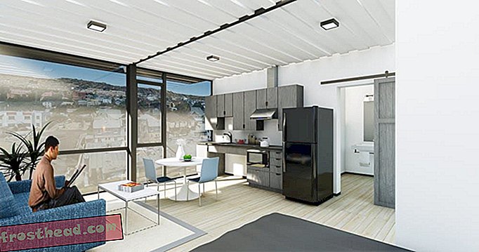 Prikaz unutrašnjosti jedinice u Projektu stanovanja nade u Alvaradu u Los Angelesu, Kalifornija.