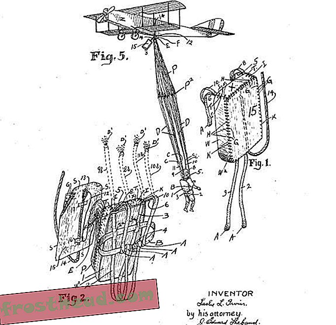 Leslie Irvin, patent 1 323 983 „ohutusvarjuri pakk”, 1918