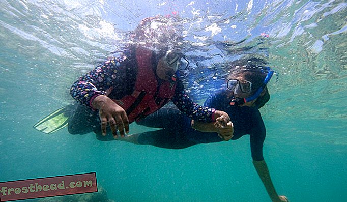 Ujumisõppe programmi viimasel päeval käivad osalejad snorgeldamas. Enamiku naiste jaoks on see esimene kord, kui nad reefi serva näevad.