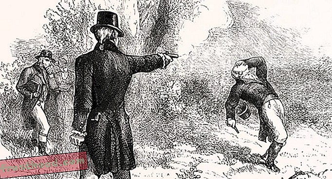 A Burr-Hamilton párbaj 19. századi metszete 1804. július 11-én