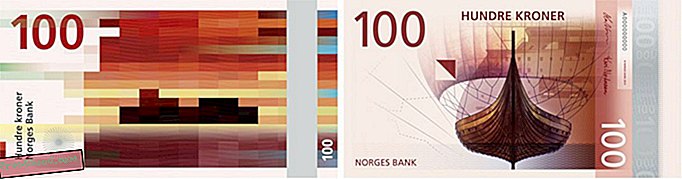 नॉर्वे का नया 100 क्रोन नोट कुछ इस तरह दिखेगा बाएं: रिवर्स फेस के लिए स्नोहेटा का डिज़ाइन। अधिकार: मोटे चेहरे के लिए मीट्रिक प्रणाली का डिज़ाइन