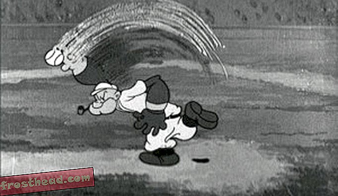 Popeye kaster til Bluto i The Twisker Pitcher (1937)