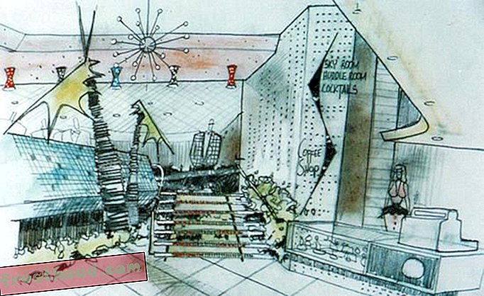 Дизайн за интериора на Huddle's Cloverfield в Санта Моника, Калифорния (1955 г.)