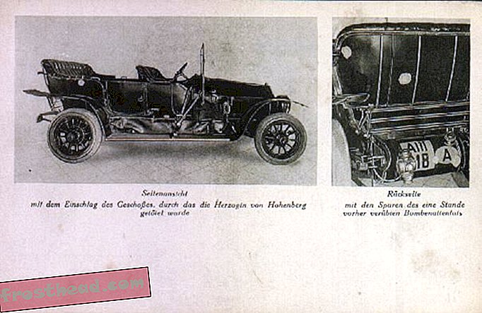 Gamle fotos af Franz Ferdinands Gräf & Stift giver et klart billede (til højre) af dens bemærkelsesværdige nummerplade.