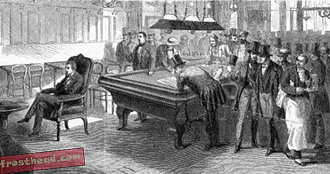 Paul Morphy speelt "blinddoek" schaak in Parijs, 1858