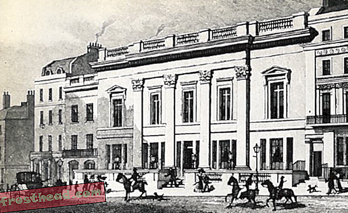 Crockfordin upea uhkapeliklubi, joka avattiin innostuneena vuonna 1828, ulkopinta.