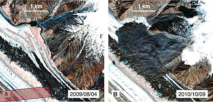 תצפיות לפני ואחריה של מגלשי אדמה שהחליקו בשנת 2010 על קרחון Siachen בצפון פקיסטן.