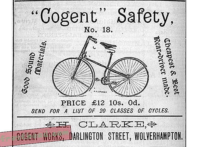 Publicité pour un vélo de sécurité Cogent, répertoire des magasins de Barkers Wolverhampton, 1887