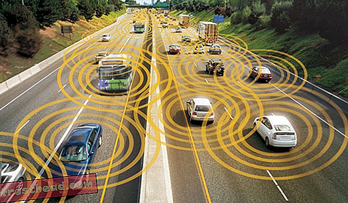 बहुत दूर के भविष्य में, कार पड़ोसी वाहनों से निश्चित दूरी बनाए रखने के लिए सेंसर और संचार प्रौद्योगिकी का उपयोग कर सकती है।