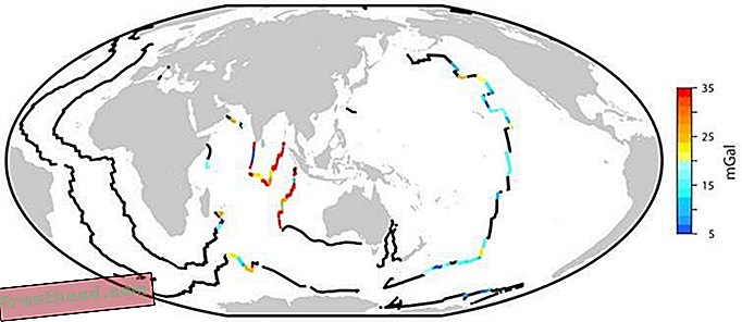 Les points marquent les zones du fond marin