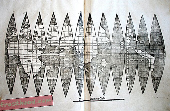 אחת המפות הראשונות לכלול "אמריקה" שנמצאה בספר הגיאומטריה העתיק