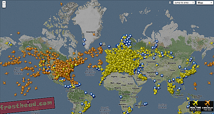 Peta Setiap Pesawat Penumpang di Skies di Instan Ini