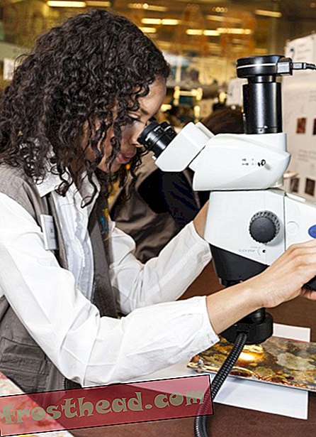 Поддържат се автентични инструменти на търговията, като микроскопи на учен.