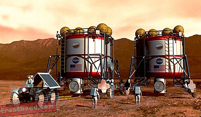 Unter Verwendung automatisierter Rover sammelte eine Mars-Crew Gesteinsproben zur Analyse in einem kleinen Labor, das in ihrem Habitat-Modul eingerichtet war, und suchte nach Informationen auf der Suche nach Wasser und unterirdischem Leben.