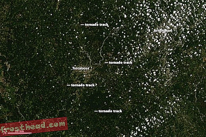 Widok satelitarny blizn Tornado