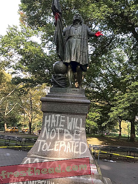 smarte nyheter, smarte nyheter kunst og kultur, smarte nyheter historie og arkeologi - Christopher Columbus-monumentet Defaced i Central Park