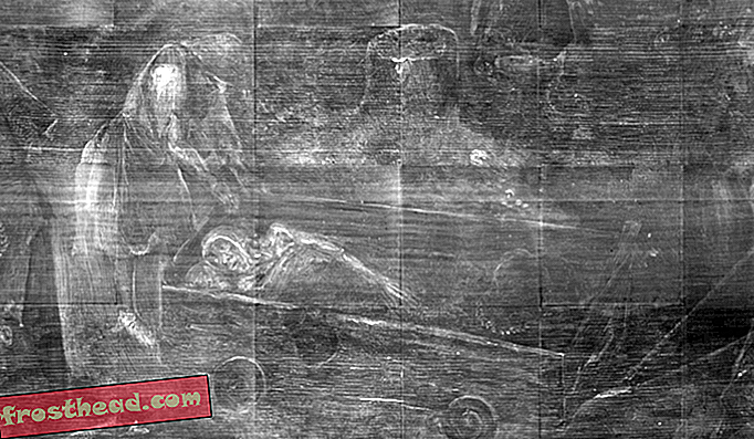 Selon un commissaire de l'exposition, le cadavre de la charrette aurait été repeint par un artiste plus tard au cours du 17ème ou 18ème siècle.
