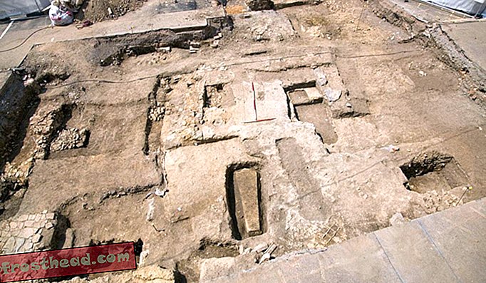 Stedet for Greyfriars arkæologiske grave juli 2013.