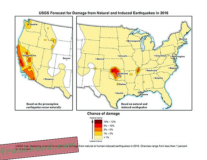 Nova ameriška karta prikazuje, da so se povzpeli človeški potresi v porastu