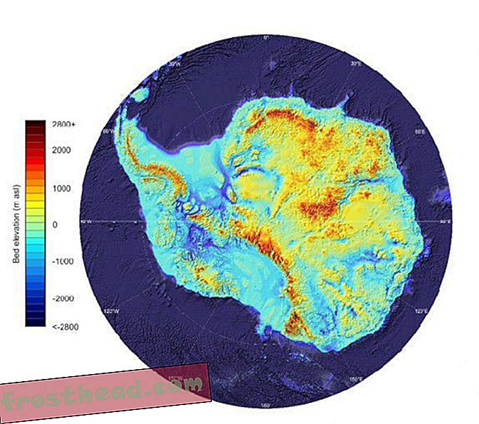 Eine Höhenkarte der Antarktis.