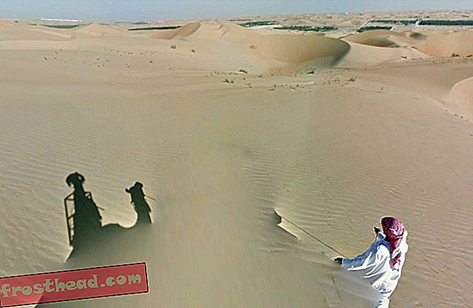Google Maps en oase i ørkenen fra baksiden av en kamel